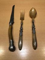 Très vieux couverts de voyage anciens 'brocante', 3 pièces, Antiquités & Art, Enlèvement