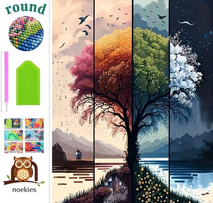 Peinture au diamant n 86 Arbre des quatre saisons 50x40cm (, Hobby & Loisirs créatifs, Bricolage, Neuf, Autres types, Envoi