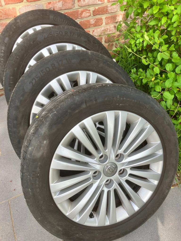 4 continental zomerbanden +velgen te koop, Ophalen, Banden en Velgen, 17 inch, Personenwagen