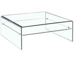 Table basse en verre trempé avec étagère vitrée (neuve), Neuf, Moins de 55 cm, Carré, Verre