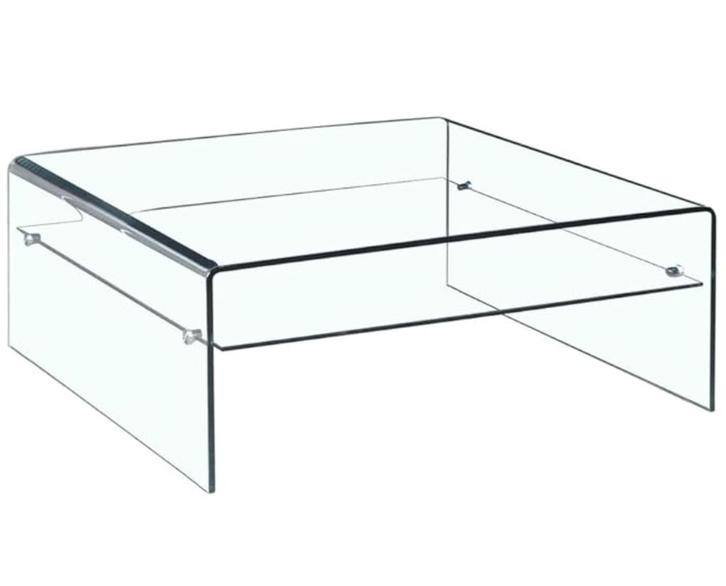 Salontafel van gehard glas met glazen plank (nieuw), Huis en Inrichting, Tafels | Bijzettafels, Nieuw, Vierkant, Minder dan 45 cm