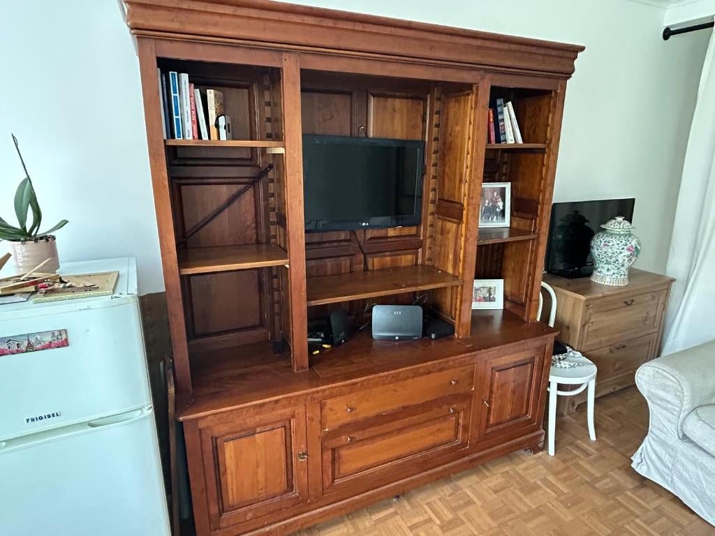 Meuble bibliothèque, Maison & Meubles, Ancien, 200 cm ou plus, Cerisier, Enlèvement