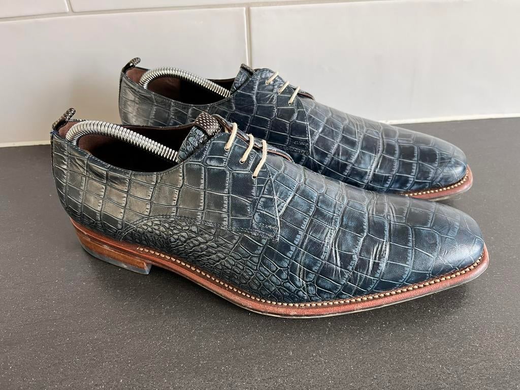 Floris van Bommel herenschoenen maat 9.5 / 43.5 H, Blauw, Ophalen of Verzenden, Zo goed als nieuw, Veterschoenen