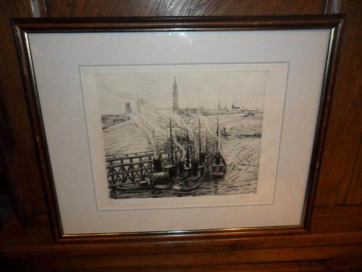 Eau forte de Taf Wallet (La Louvière 1902 - Schaerbeek 2001), Antiquités & Art, Art | Eaux-fortes & Gravures, Eau-forte, Enlèvement ou Envoi