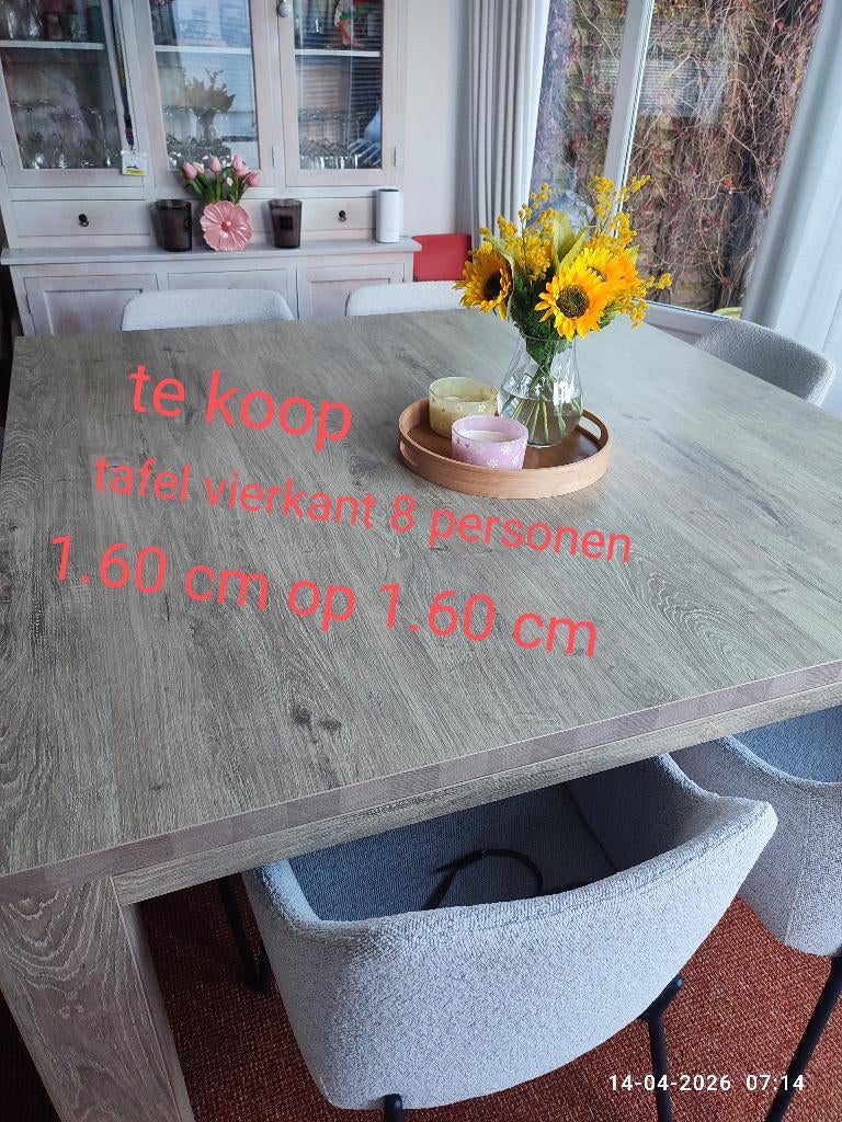 Vierkante eettafel, Ophalen, Kunststof, Gebruikt, 150 tot 200 cm