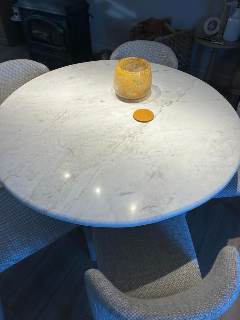 Marmeren eettafel, Huis en Inrichting, Tafels | Eettafels, Ophalen, Zo goed als nieuw
