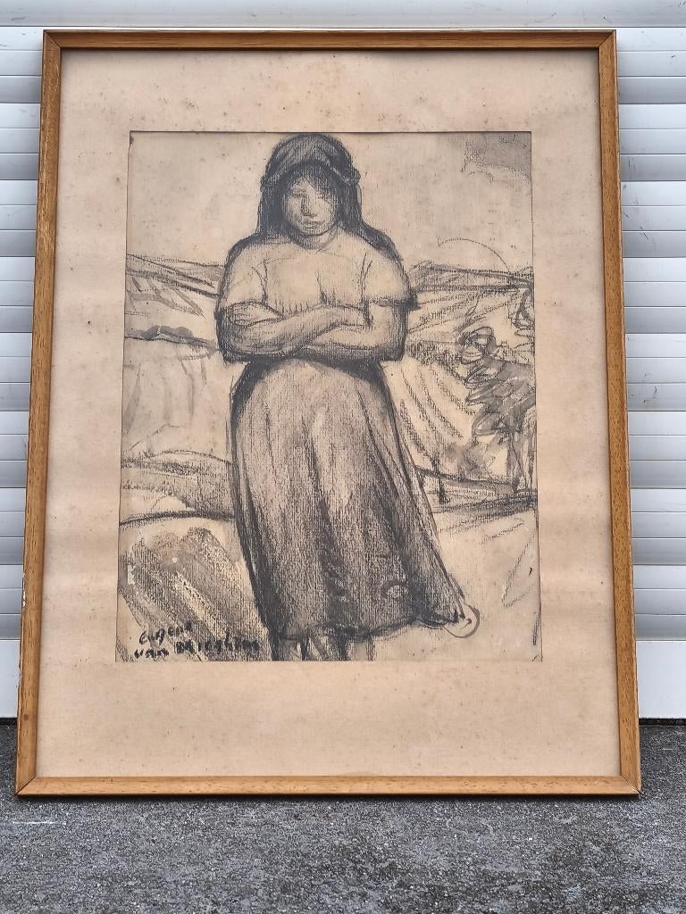 Fusain signe eugeen van mieghem, Ophalen of Verzenden