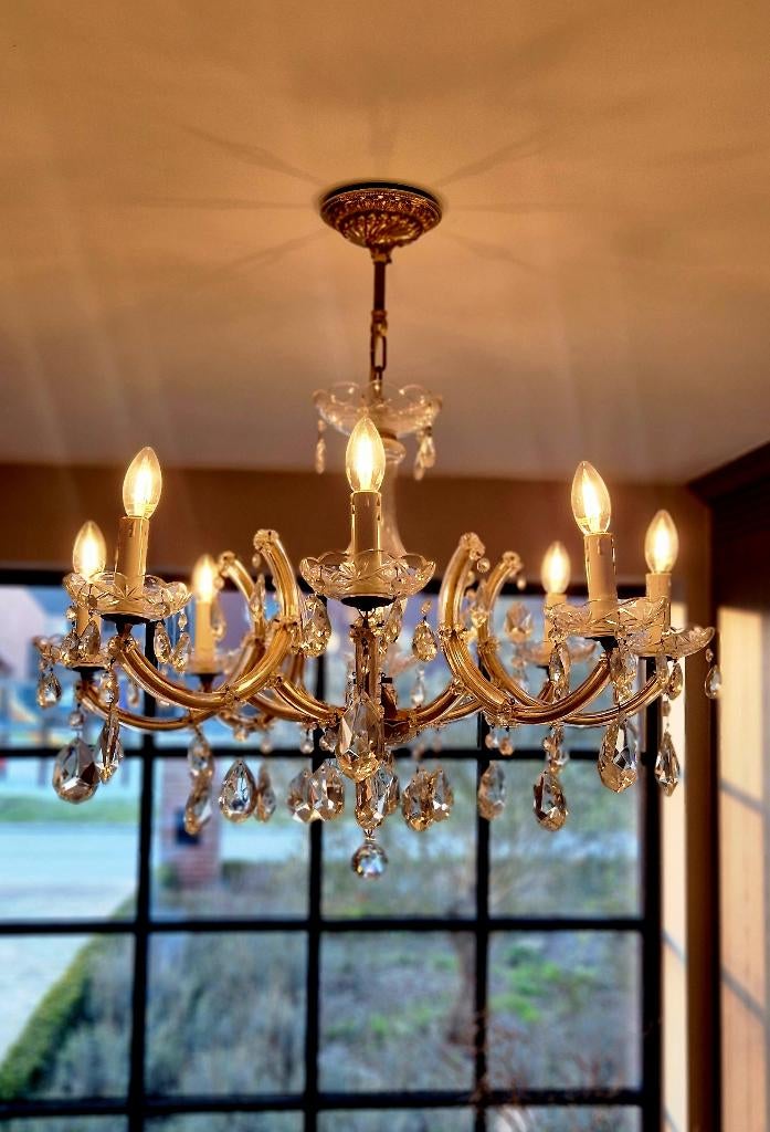 Kristallen kroonluchter – 8-armig | klassiek & sfeervol, Huis en Inrichting, Lampen | Kroonluchters, Ophalen, Zo goed als nieuw