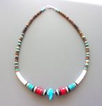 Collier surfeur amérindien homme ou femme turquoises, corail, Neuf, Enlèvement ou Envoi, Avec pierre précieuse, Bleu
