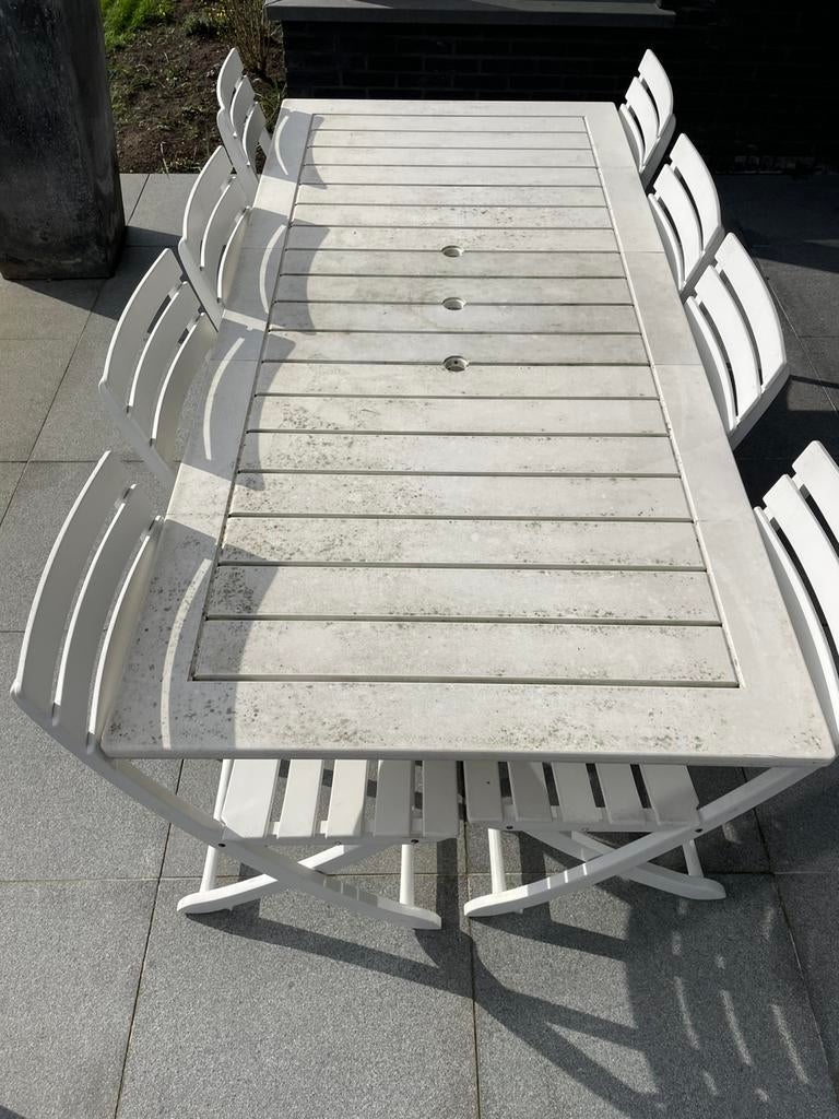 Tuin tafel met 8 stoelen, Tuin en Terras, Tuintafels, Ophalen, Gebruikt, Rechthoekig, Kunststof