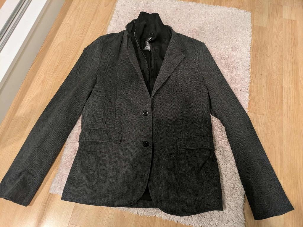 super mooie grijze korte jas / mantel maat S, Enlèvement ou Envoi, Comme neuf, Taille 46 (S) ou plus petite