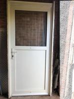 deur buitendeur wit pvc + omkasting + slot met sleutel, Glas, 200 tot 215 cm, Ophalen, 100 tot 120 cm