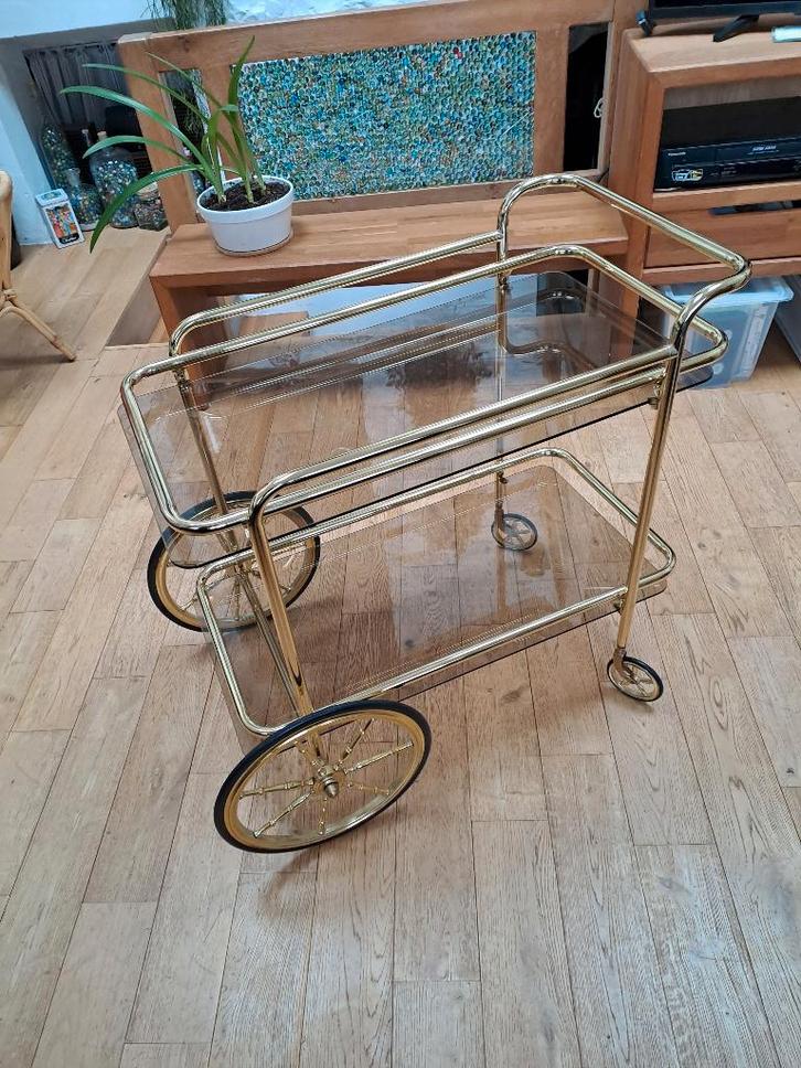 Hollywood Regency vintage rolwagen, Antiek en Kunst, Antiek | Meubels | Tafels, Ophalen