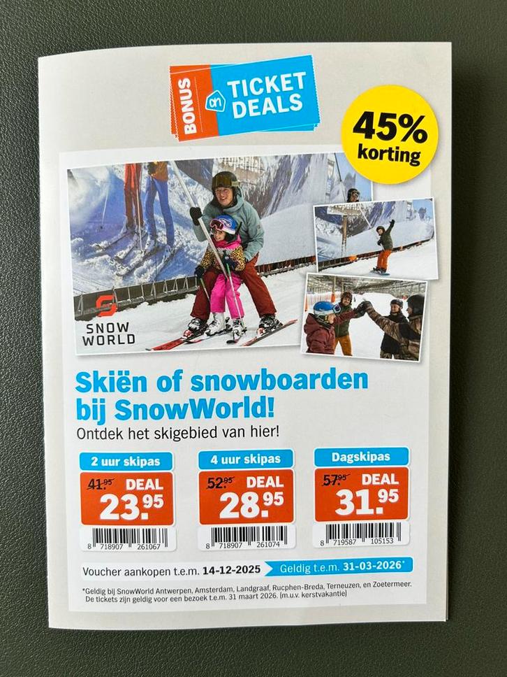 Ticket snowworld 4u skien snowboarden, Tickets en Kaartjes, Sport | Overige, Maart