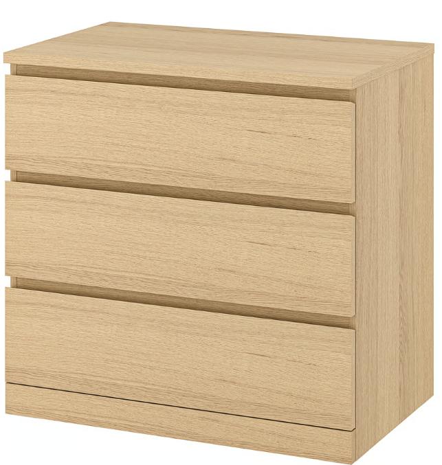 IKEA MALM (eikenfineer), Huis en Inrichting, Kasten | Ladekasten, Ophalen, Gebruikt, Eikenhout, 50 tot 100 cm