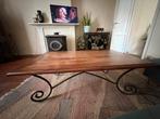 Vintage salontafel, hout & smeedijzer, Huis en Inrichting, Ophalen, Gebruikt