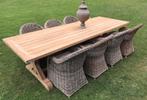 Teak tuintafel NIEUW 3m met 8 stoelen, Ophalen of Verzenden, Zo goed als nieuw, Stoel