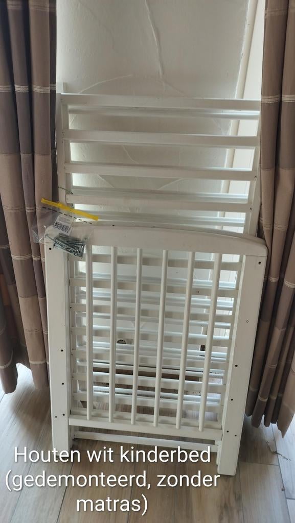Kinderbed, gedemonteerd, Ophalen, Wit, Hout