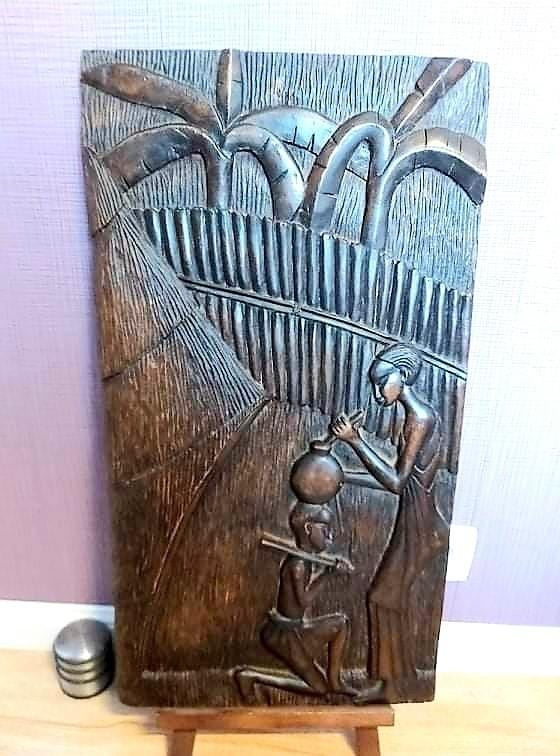 Panneau tribal africain 3D unique. Décoration murale Storybo, Antiquités & Art, Art | Sculptures & Bois, Décoration murale, Bois