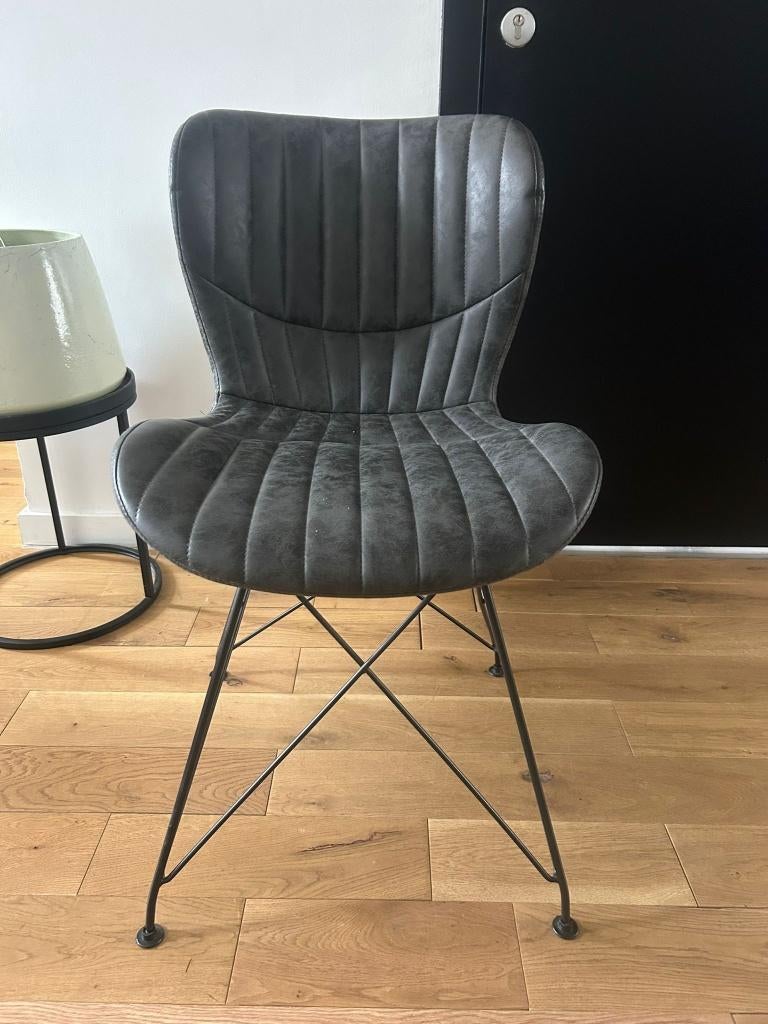 industr. eetkamerstoelen – metalen onderstel – vintage look, Maison & Meubles, Chaises, Enlèvement, Cuir, Cinq, Six Chaises ou plus