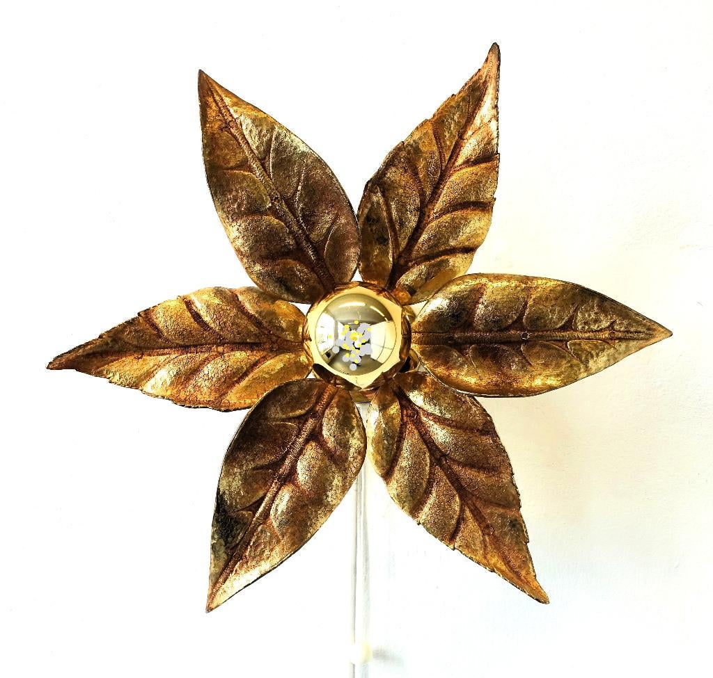 Vintage wandlamp Willy Daro brutalist lamp messing Regency, Enlèvement ou Envoi, Utilisé, Vintage Brutalist Hollywood Regency Art Deco design Willy Daro