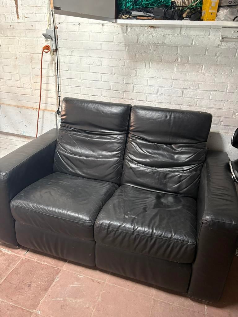 2-zits leren zetel met relaxfunctie (recliner), Maison & Meubles, Canapés | Salons, Comme neuf, Enlèvement