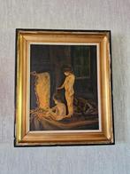 schilderij kinderen aan haardvuur, Antiek en Kunst, Kunst | Schilderijen | Klassiek, Ophalen