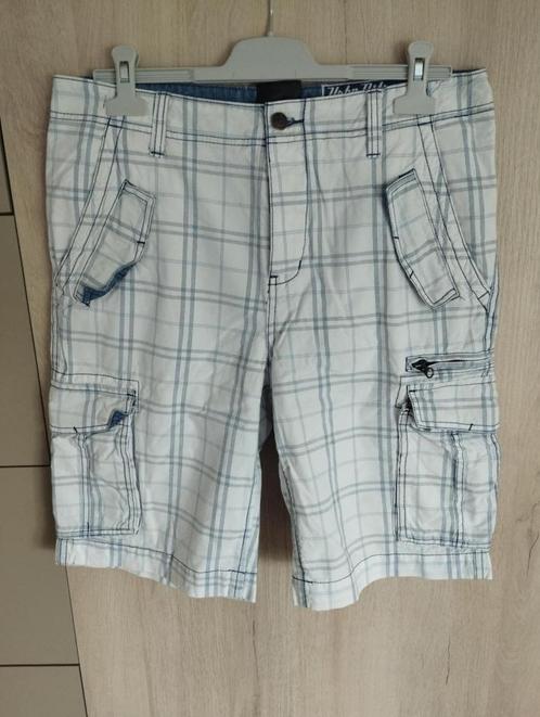 Pantacourt à carreaux blanc, taille 50, Angelo Litrico, Kleding | Heren, Broeken en Pantalons, Zo goed als nieuw, Maat 48/50 (M)
