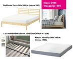 Bedframe + lattenbodem + matras NIEUW - IKEA, Huis en Inrichting, Slaapkamer | Matrassen en Bedbodems, Ophalen, 140 cm, Matras