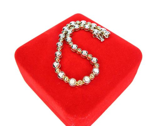 18KT gouden Rivièra armband met Briljanten 💎, Handtassen en Accessoires, Armbanden, Zo goed als nieuw, Goud, Wit, Met edelsteen