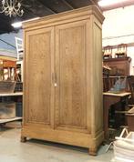 Hoge antieke Franse Louis Philippe linnenkast eik H 231 B146, Antiek en Kunst, Antiek | Meubels | Kasten, Ophalen