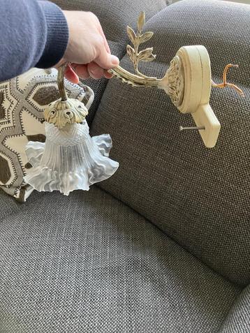 Antieke wandlamp badkamer, Huis en Inrichting, Ophalen of Verzenden, Gebruikt, Glas, Antiek