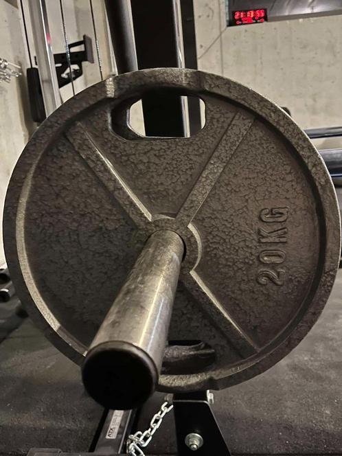 Plates + Plate houder, Sport en Fitness, Fitnessmaterialen, Zo goed als nieuw, Halterschijven, Armen, Benen, Borst, Buik, Rug