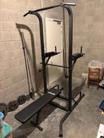 Banc de musculation/barre, plaques de musculation, Enlèvement, Comme neuf, Bras, Banc d'exercice