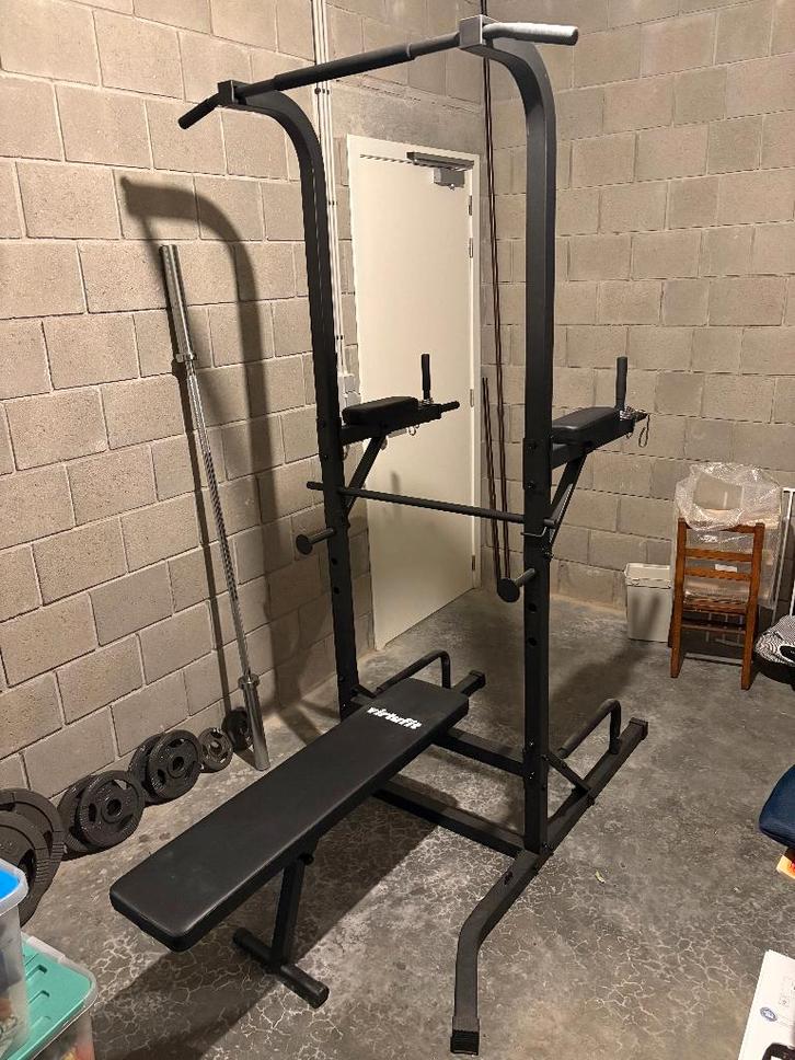 Banc de musculation/barre, plaques de musculation, Sports & Fitness, Équipement de fitness, Comme neuf, Banc d'exercice, Bras