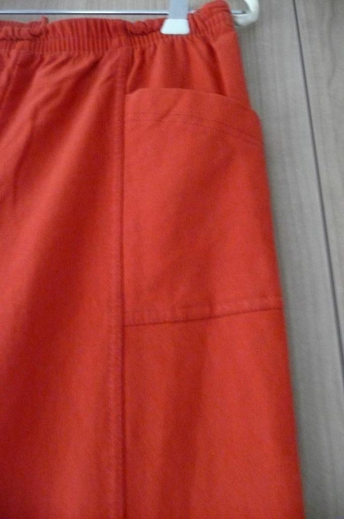 Oranje licht gemoltoneerde broek (K593), Kleding | Dames, Broeken en Pantalons, Zo goed als nieuw, Maat 38/40 (M), Oranje, Lang