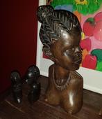 Afrikaans  houten  gesculpteerd  borstbeeld, Antiek en Kunst, Ophalen of Verzenden