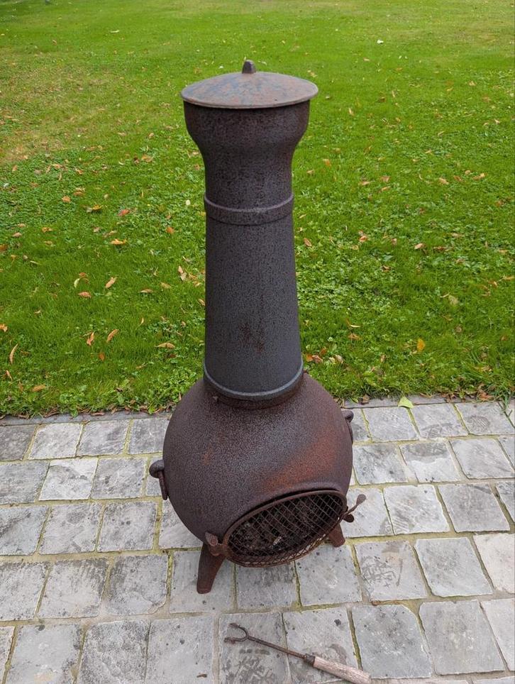 Terraskachel/terrashaard gietijzer, Tuin en Terras, Tuinhaarden, Zo goed als nieuw, Ophalen
