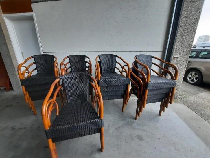 Café tuinstoel - terrasstoel - aluminium - kunststof - rotan, Tuin en Terras, Tuinstoelen, Zo goed als nieuw, Aluminium, Stapelbaar