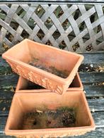 Terracotta vorstbestendige langwerpige plantenbakken, Tuin en Terras, Ophalen of Verzenden, Zo goed als nieuw