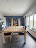 Massief eik vierkanten tafel 4 stoelen 2 zitbanken, Huis en Inrichting, Tafels | Eettafels, Ophalen, Gebruikt