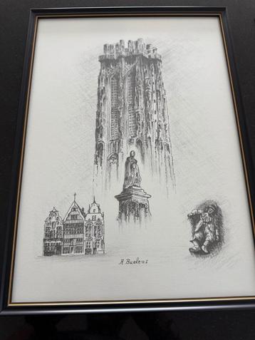 Reproductie kunstwerk R.Buelens - Mechelen beschikbaar voor biedingen