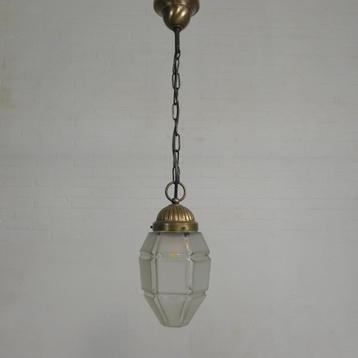 Art Deco hanglamp met 6 hoekige kap aan ketting, jaren 30 beschikbaar voor biedingen