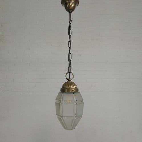 Art Deco hanglamp met 6 hoekige kap aan ketting, jaren 30, Antiek en Kunst, Antiek | Verlichting, Ophalen of Verzenden