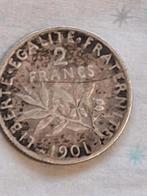 een zilveren munt van 2 Francs Semeuse uit 1901., Ophalen of Verzenden, Zilver