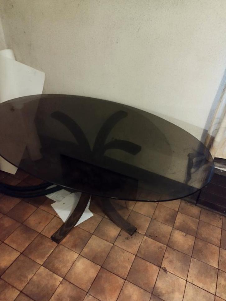 Eetkamertafel 
Gerookt glas, Huis en Inrichting, Tafels | Salontafels, Glas, Ophalen of Verzenden