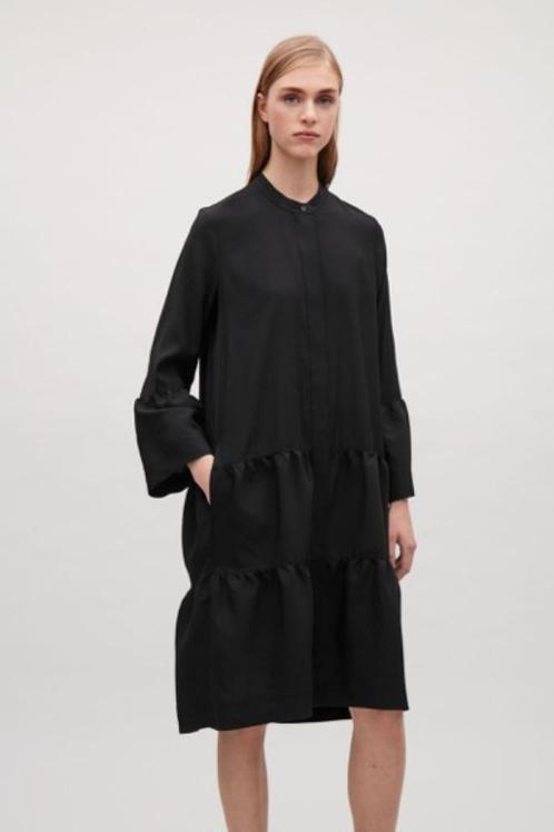 Cos - Overhemdjurk met volants, lange mouw : Zwart - 42/44, Vêtements | Femmes, Robes, Neuf, Taille 42/44 (L), Noir, Longueur genou