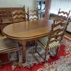 Eiken tafel en 6 stoelen, Antiek en Kunst, Ophalen