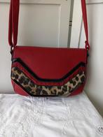 Handtas crossbody lange schouderriem rood met pantermotief, Enlèvement ou Envoi, Comme neuf, Rouge, Sac à main