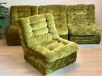 Vintage velvet modulaire sofa bank 1970’s, Ophalen, 250 tot 300 cm, 75 tot 100 cm, Zo goed als nieuw